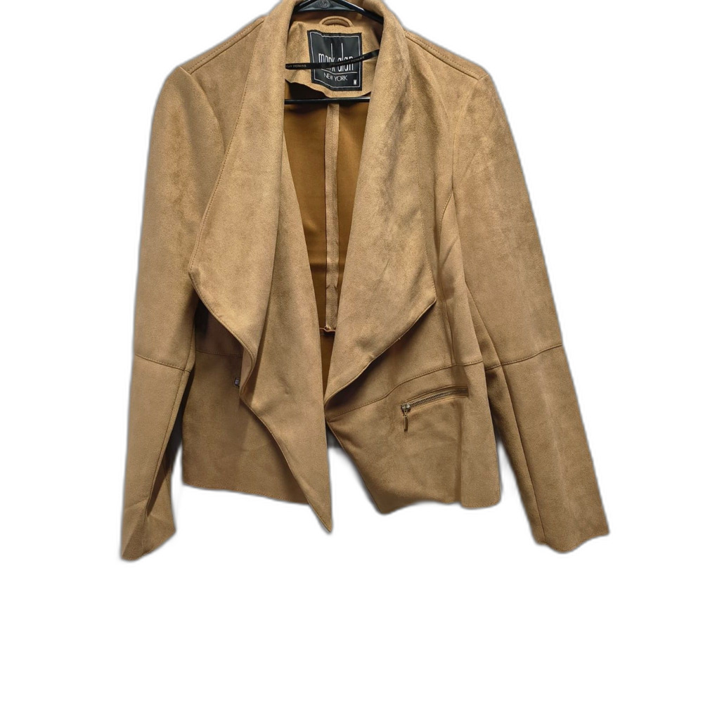 New York & Company Women's Tan Faux Suede Waterfall Jacket Size M
